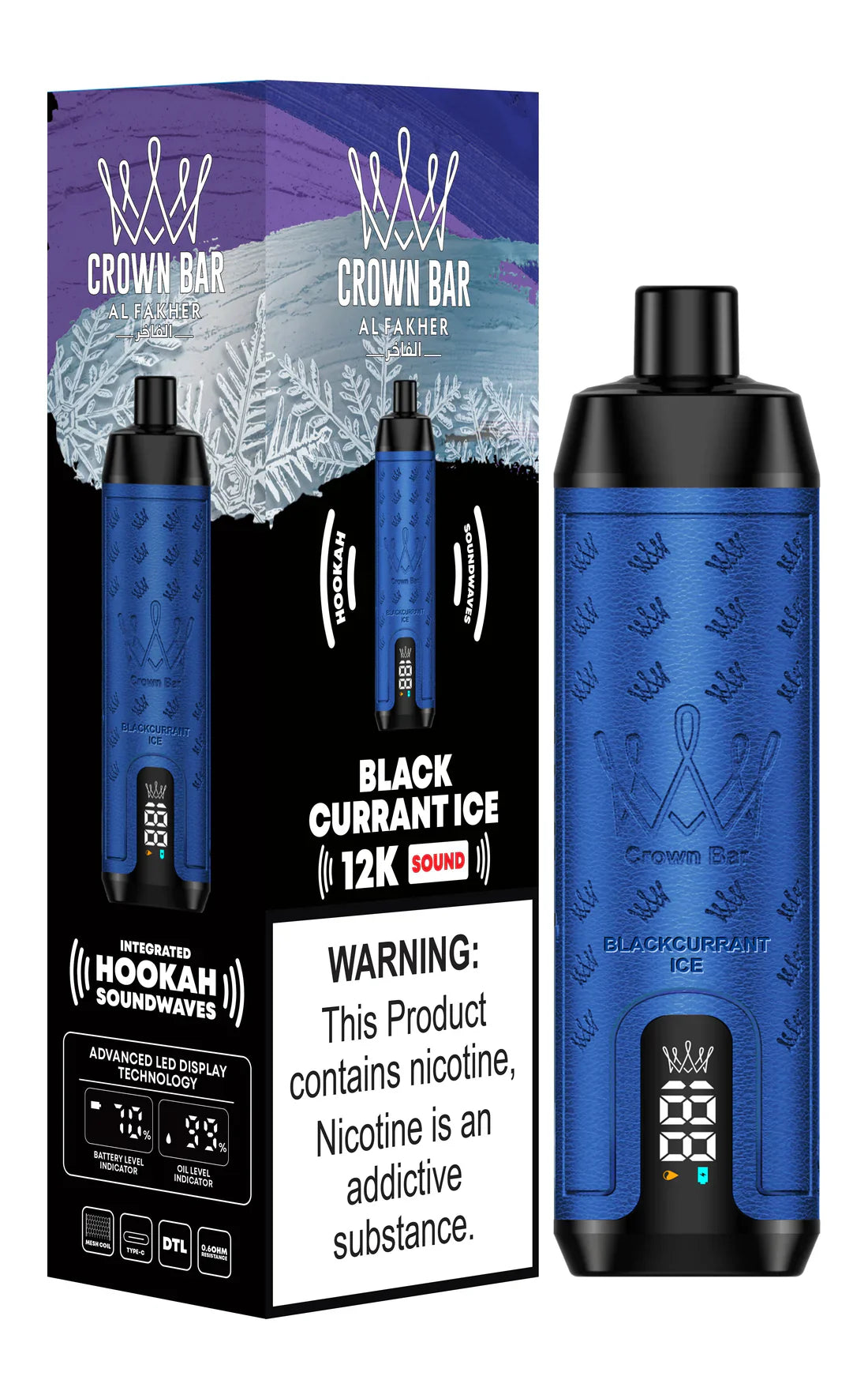 Al Fakher Crown Bar 12k Puffs Disposable Vape with Integrated Hookah Soundwaves-Vapebeat