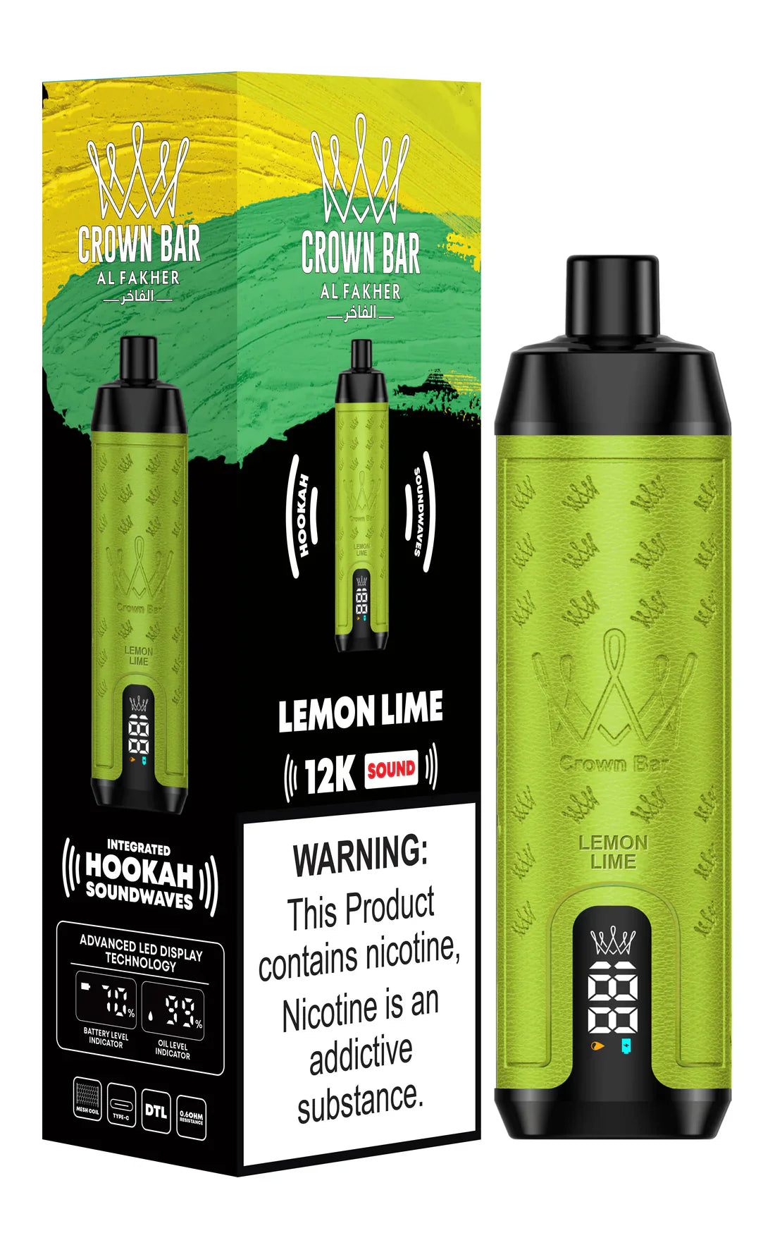 Al Fakher Crown Bar 12k Puffs Disposable Vape with Integrated Hookah Soundwaves-Vapebeat